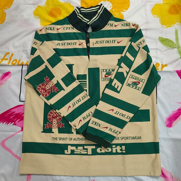 Nike Cream Green Long-Sleeved Polo Shirt - Picture 2 of 7